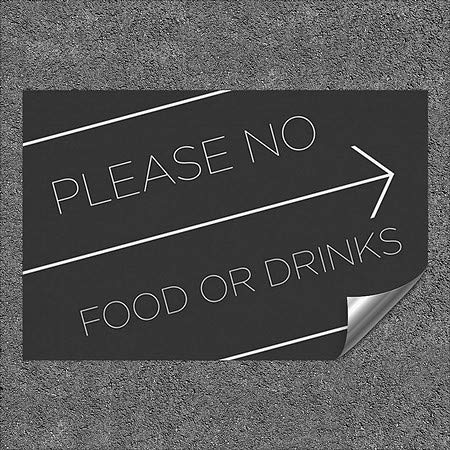 Molimo vas da nema hrane ili pića -Basic Black Teška industrijska samoljepljiva aluminijska zidna naljepnica | 48 x32