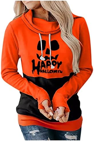 Sretna Halloween Womens casual s kapuljača s kapuljačama labava kapuljača za pulover Slatka bundeva lice grafičke majice vrhovi