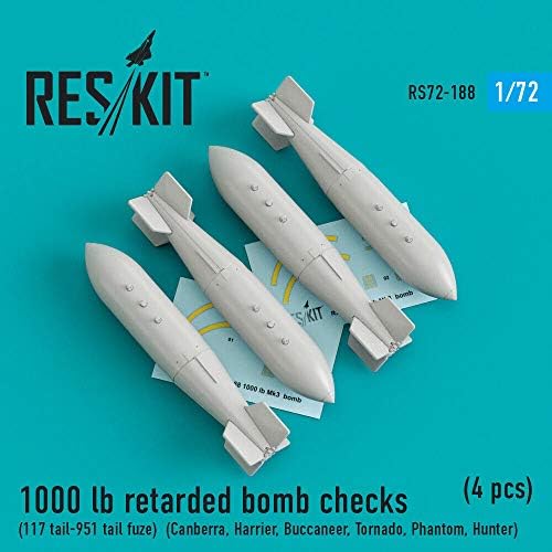 RESKIT RS72-0188 - 1/72 1000 lb retardirana provjera bombe Provjera ljestvice Sus Detal komplet