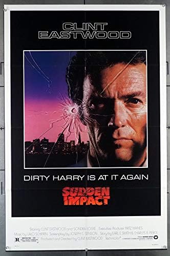 Iznenadni utjecaj originalni američki plakat s jednim listovima 27x41 Presavijeni Clint Eastwood dok je Dirty Harry snimljen u Santa