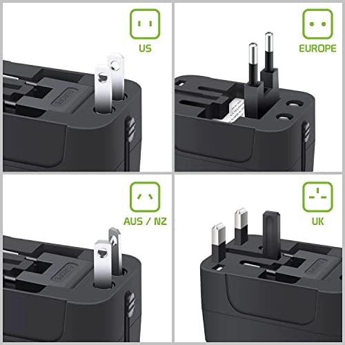 Travel USB Plus International Power Adapter kompatibilan s Bose Soundlink Mini II za svjetsku energiju za 3 uređaja USB Typec, USB-A