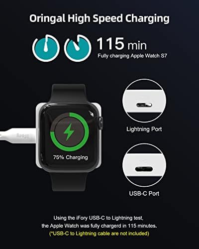 IFORY WATCH CHARGER dizajniran za Apple Watch Series 6/SE/5/4/3 MFI certificirani magnetski bežični punjač s dvostrukim portom USB