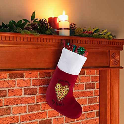 Volim pizza srce božićne čarape čarape božićno stablo Djeda Djeda ukrasi viseći ukrasi za odmor za kamin 16.5