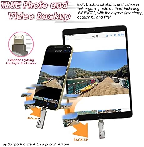 Piodata IXFLASH 128GB iPhone iPad Flash PEN pogon USB 3.1 Apple MFI certificirani priključak munje Vanjsko pohranu memorije Proširenje