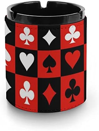 Poker kartica Šahovska ploča crvena crna vrhunska kožna pepeljara okrugle cigarete radna površina za pušenje pepela za automobil ili