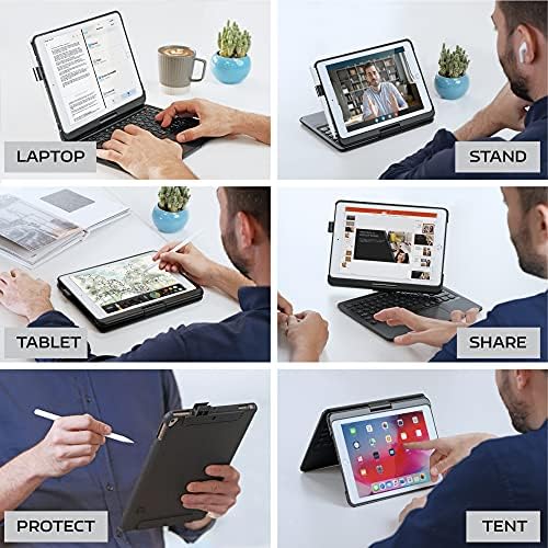 Mobee Unitype iPad tipkovnica za iPad 2018 - iPad 2017 - iPad Pro 9,7 - iPad Air 2 & 1 - Thin & Light - 360 Rotatable - Povratno osvjetljenje