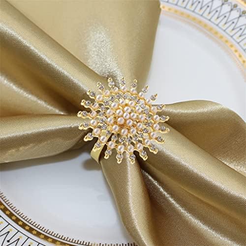 Zjhyxyh cvjetni biserni rinestonski salveti prsten Metal Crystal Sapkin držač za svadbenu božićnu zabavu za večeru