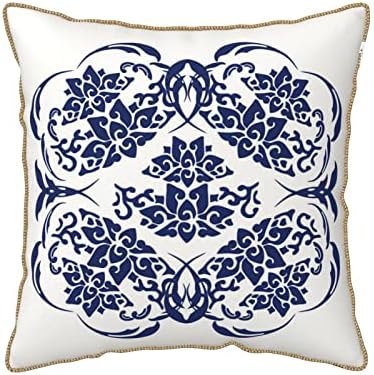 Myshe Pack od 2 Velvet jedinstveni kineski stil orijentalni kulturno plavo bijeli porculanski cvjetni uzorak ukrasni kvadratni jastuk
