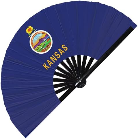Kansas zastave američke državne sklopive ručni obožavatelj, američke države zastava Veliki ventilator za ruke od bambusa, najbolji