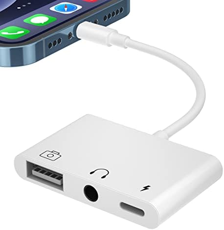 OBRNUT USB-adapter za iPhone, USB OTG adapter 3 u 1 sa priključkom za punjenje i priključak za slušalice od 3,5 mm kompatibilan s iPhone