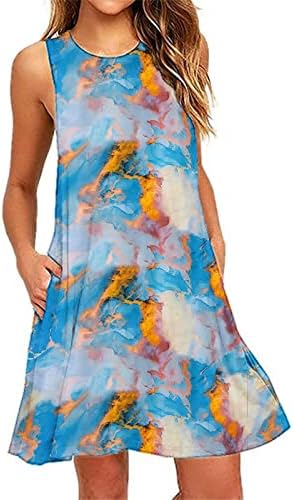 Proljetna i ljetna haljina za žene 2023 Cvjetna majica na plaži Sundress casual džepovi Boho tenk haljina