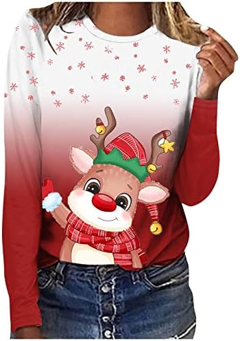 Jesensko posada dukserica kaputa kratak vrat božićni tisak majice push-up plus size Activewear vrhovi za žene