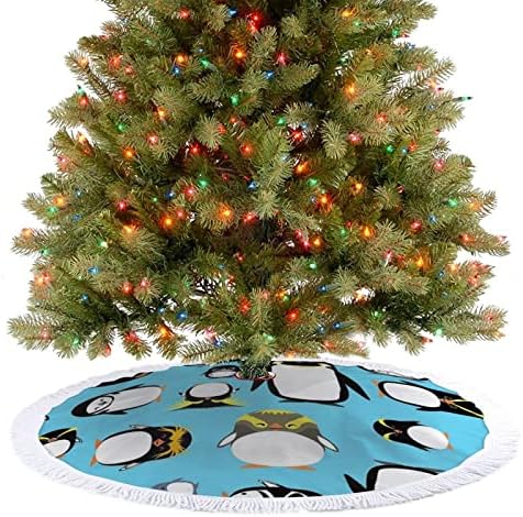 Penguins božićno drvce suknja božićna mat mat mat tassel ukrasi za ukrase praznična zabava 30/36/48 inča
