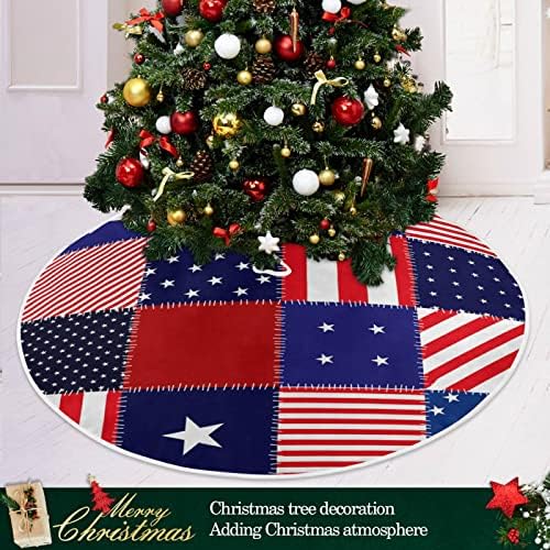 Alaza 4. srpnja Dekoracija suknje Patriotska suknja, malog ukrasa suknje za božićno drvce 35,4 inča sa stilskim zastavom sa zvijezdama