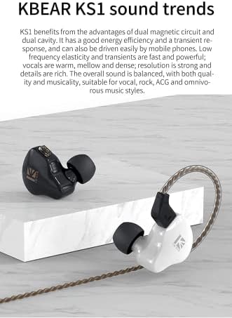 KINBOOFI KBEAR KS1 SHARPHOREEN, HIFI u monitoru za uši, uši za uklanjanje buke dinamičke slušalice za slušalice s odvojivim 2 -pin