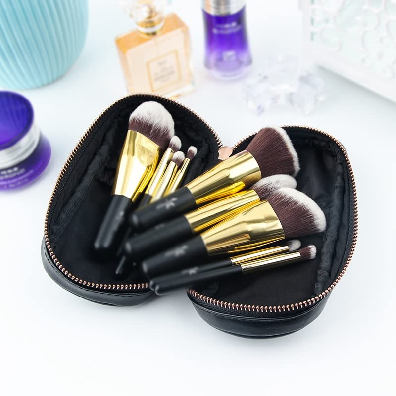 Mgwye 9pcs Mini meke četke za šminkanje Set komplet prijenosni kabuki četkica za make up profesionalnu kozmetičku turističku torbu