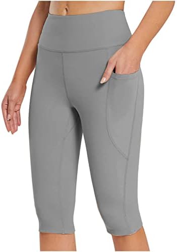 Capri gamaša za žene dužine koljena visoki struk joge hlače povremene ljetne vježbanje biciklističke kratke hlače s džepovima