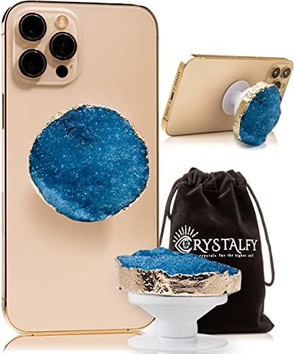 Crystalfy Druzy Quartz Crystal Phone Grip & Telefon Stand: Autentični prirodni gornji dio draguljastih kamena, proširivi držač koji