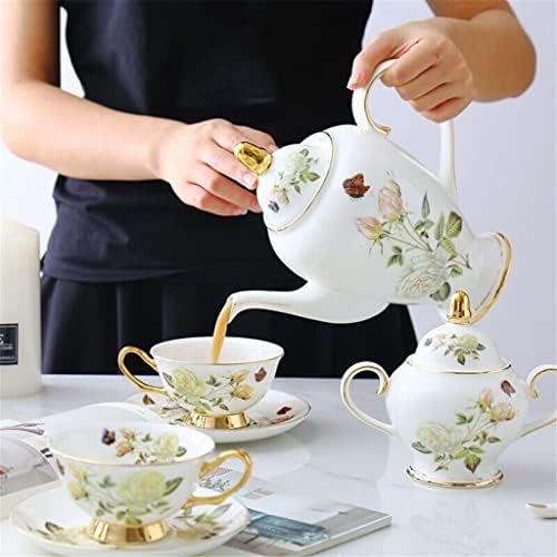Lkyboa ruža kost kineska čaj set engleski porculanski čaj set keramički lonac vrhnja šećerna zdjela čajnik set