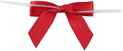 Relisant Ribbon 5171-06503-2X1 Saten Twist Tie Bows-Mali lukovi, 5/8 inča x 100 komada, crvena