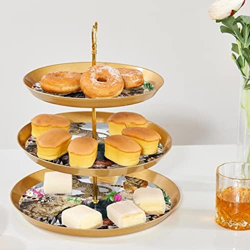 3 nivoa torti, tigrovi slikaju toranj za desert, plastični okrugli držač za cupcake Posluživanje za vjenčanje rođendanska zabava proslava
