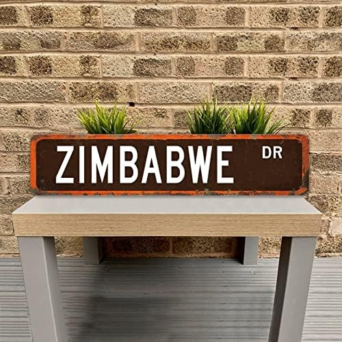 Zimbabve Country Street Sign Personalizirao je vaš gradski ukrasni Wall Street Sign Zimbabve dr. Državni znak za kućni bar Diner pub