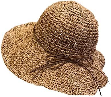 UKKD jednostavne žene slamke šeširi ljetni sunčani šeširi za žene dama preklopni luk plaža šeširi za odrasle žene kapka za sunčanje