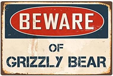 Naljepnica čuvaj Grizzly Bear 8 ”x 12” Vintage aluminij retro metalni znak VS197