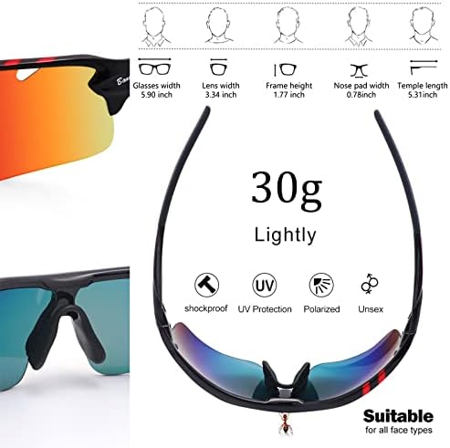 Polarizirane sportske sunčane naočale biciklističke naočale za muškarce žene s 5 izmjenjivih lena za vožnju bejzbol golfom