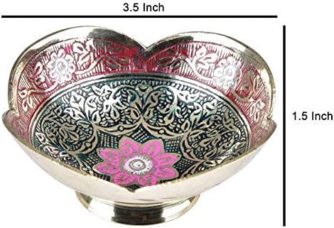 Diollo ukrasne zdjele od suhog voća Kuhinja Poslužite mesingane zdjele Meenakari Work | Boja: bijela | Dia: 5 inča