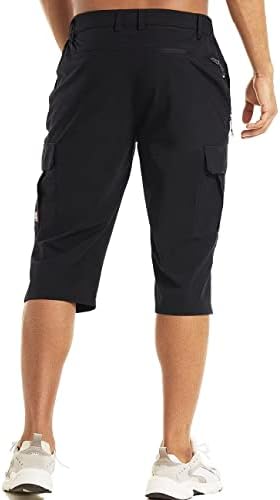 Magcomsen muški trening za vježbanje kratke hlače brze suhe 3/4 kapri hlače džepovi s patentnim zatvaračem planinarenje atletskim trčanjem
