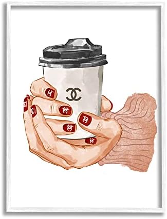 Stupell Industries Ruke držeći šalicu kave modni dizajn laka za nokte, dizajn Ziwei Li