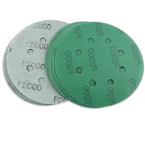 5inch brusni diskovi, 2000 brusnog papira, mokro suhe 8 rupa bez prašine, zelena linijska kuka i petlja nasumični orbitalni brusni