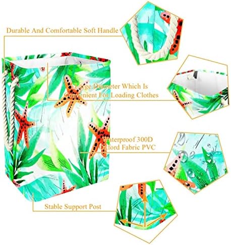 Košara za rublje u boji tropskog lišća, ugrađene vrećice za odlaganje s uklonjivim nosačima, sklopiva košara za rublje za spremanje