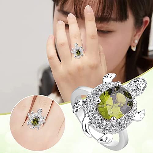 Tanki prstenovi za žene sterling srebrne kornjače prsten zeleni opalni prsten kornjača nakit dugovječnost dar