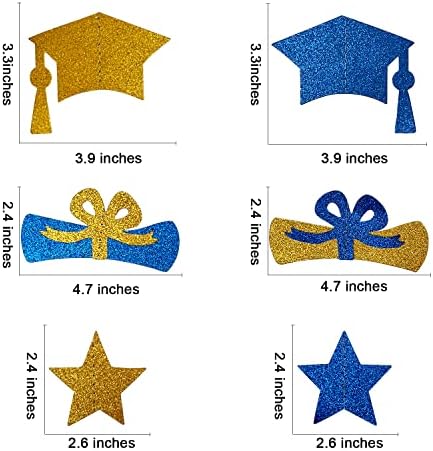 Sjajno plavo zlato diplomske viseće transparence ukrasi 2023 mornarsko plavo i zlato diplomski šešir diplomska zvijezda Garland Banner