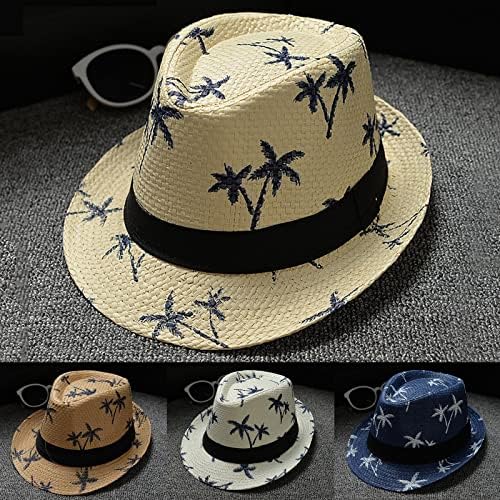 Unisex bambusov tisak moda široka ruba kotrljanja fedora hats jazz šešir šešir s crnim bendom panama hat gospodin gospodin