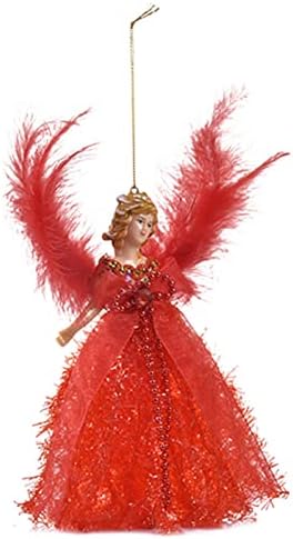 Rippeadry privjesak za božićno drvce, lutka za božićno drvce anđela, privjesak za božićno drvce Mini Angel, s krilom od pera, za božićne