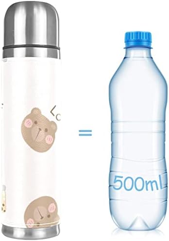 Nehrđajući čelik kožni vakuum vakuum izolirana medvjeda termos boca za vodu za vruća i hladna pića djeca odrasli 16 oz