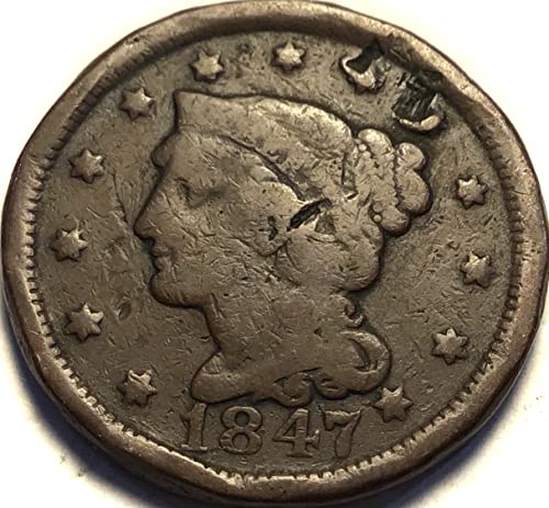1847. pletena kosa veliki cent Penny Good
