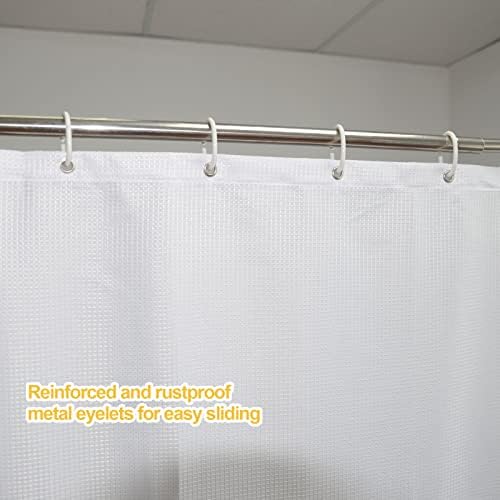 Yisure Kratka zavjesa za tuširanje dužine 48 inča, bijela vafla teksturirana tkanina vodootporna zavjesa za kupanje za šetnju u kadi