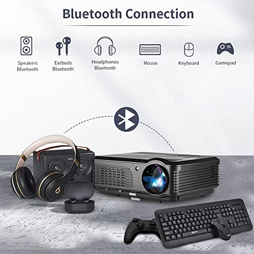 FHD 1080P WiFi Bluetooth projektor, bežični vanjski filmski projektor 7500LM & 200 , Smart Android projektor s YouTube/Twitter/HBO,