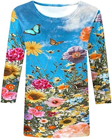 3/4 odjeća za rukave modna posada vrat pamučni grafički salon labava fit bluza majica za lady tee ljetne jeseni dame wy wy wy
