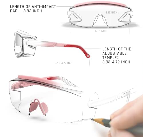 Meigix Sigurnosne naočale za zaštitne naočale za zaštitne naočale za zaštitne naočale sa anti -ogrebotinama koje se mogu podesivati
