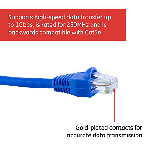 GE Cat6 Ethernet kabel, Ethernet kabel od 14ft, do 1 GBPS, ocijenjen 250 MHz, UTP, za internetske uređaje za velike brzine, uređaje