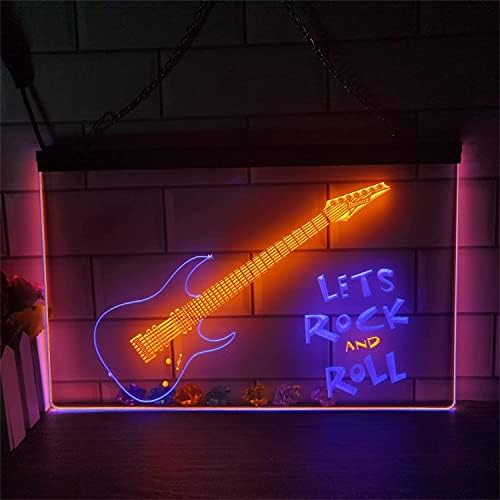 DVTEL gitarski neonski znak, prilagođeni dekor LED noćna svjetla akrilna neonska svjetla, zidni viseći svjetlosni natpis, 40x30 cm,