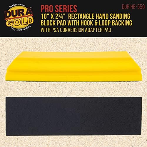 Dura-Gold Pro Series Rectangle 10 x 2-3/4 Blok ručni brusni jastučić s potpornom kukom i petljom i PSA adapterskom jastukom i 40 grit