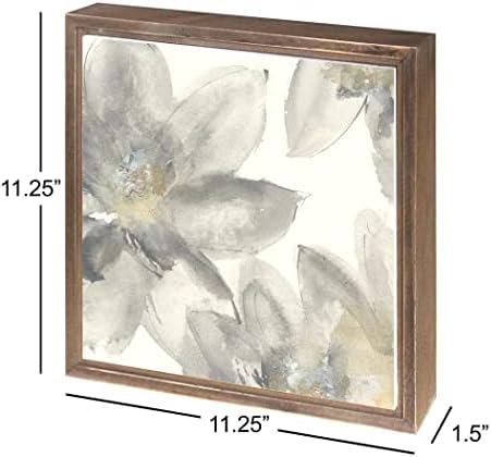 Sivi i srebrni cvjetovi I, Joyride Home Decor, Joyride Home dekor uokviren drvenom pločom, 11.25 x11.25 umjetnik dizajniran za kućni