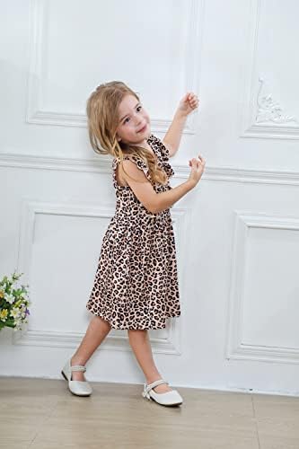 Djevojčice A-Line haljina Slatka leopard sirena uzorka ruffle Sundress mališana djevojčica casual haljine za zabavu 2-7y