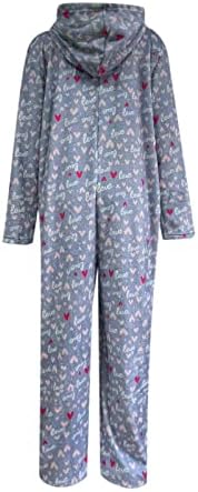 Žene Onesie pidžama, odrasla jednodijelna pidžama s patentnim zatvaračem dugih rukava sa dnevnom dijelom odjeće spavaćice za spavanje